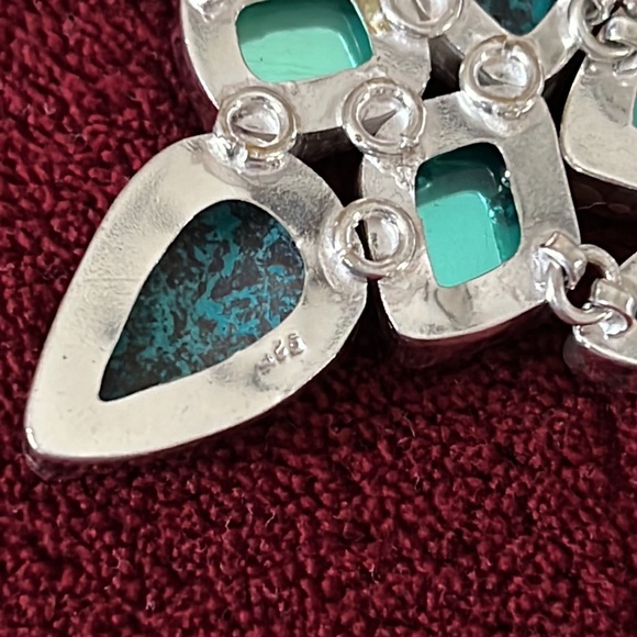 Sterling silver hand made turquoise gemstone bib necklace - Picture 4 of 4